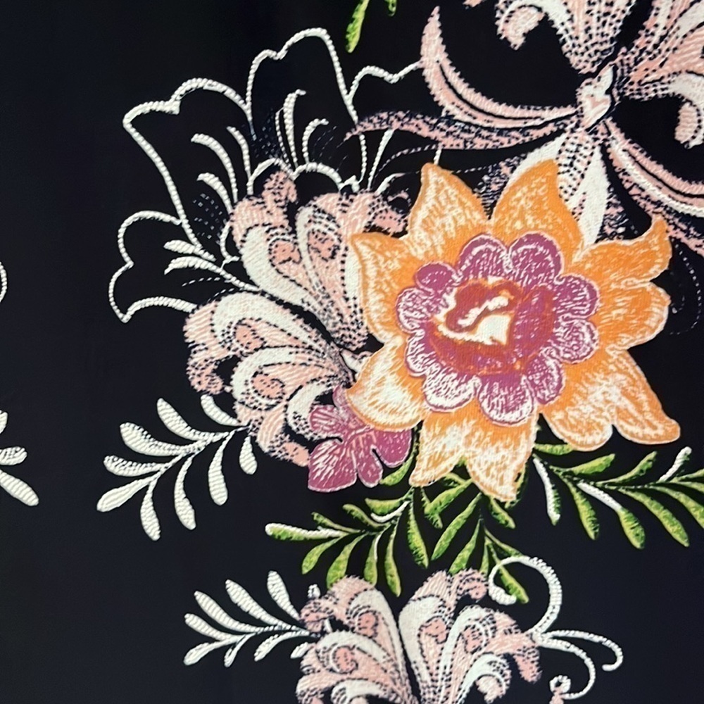MSK shift dress in black, pink and orange floral cold shoulder - Picture 6 of 6